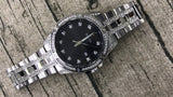 Bulova Crystal Collection Black Dial Silver Steel Strap Watch for Men - 96K104 Authentic Buy Shop Now