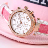 Michael Kors Parker Chronograph White Dial Two Tone Leather Strap Watch For Women - MK6951 Authentic Buy Shop Now