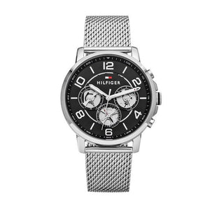 Tommy Hilfiger Chronograph Black Dial Silver Mesh Bracelet Watch for Men - 1791292 Authentic Buy Shop Now