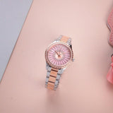 Michael Kors Layton Three Hand Pink Dial Two Tone Steel Strap Watch For Women - MK6894 Authentic Buy Shop Now
