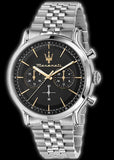 Maserati Epoca Chronograph Black Dial Silver Steel Strap Watch For Men - R8873618017 Authentic Buy Shop Now