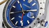 Versace Hellenyium GMT Blue Dial Silver Steel Strap Watch for Men - V11010015 Authentic Buy Shop Now