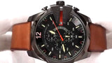 Diesel Mega Chief Chronograph Black Dial Brown Leather Strap Watch For Men - DZ4343 Authentic Buy Shop Now