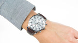 Hugo Boss Aeroliner Chronoraph White Dial Brown Leather Strap Watch For Men - HB1512447 Authentic Buy Shop Now