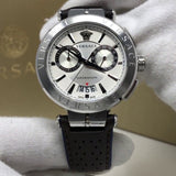 Versace Aion Chronograph White Dial Brown Leather Strap Watch for Men - VBR010017 Authentic Buy Shop Now