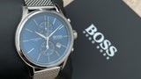 Hugo Boss Jet Blue Dial Silver Mesh Bracelet Watch for Men - 1513441 Authentic Buy Shop Now