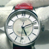 Tissot Chemin Des Tourelles Powermatic 80 Mother of Pearl White Dial Red Leather Strap Watch For Women - T099.207.16.118.00 Authentic Buy Shop Now