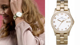 Marc Jacobs Henry Diamonds White Dial Gold Steel Strap Watch for Women - MBM3045 Authentic Buy Shop Now