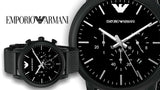 Emporio Armani Sport Chronograph Black Dial Black Mesh Bracelet Watch For Men - AR1968 Authentic Buy Shop Now