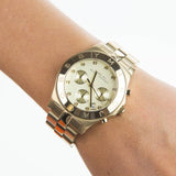 Marc Jacobs Blade Chronograph Gold Dial Gold Steel Strap Watch for Women - MBM3101 Authentic Buy Shop Now