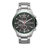Armani Exchange Hampton Chronograph Black Dial Silver Steel Strap Watch For Men - AX2163 Authentic Buy Shop Now