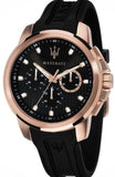 Maserati SFIDA Chronograph Black Dial Black Rubber Strap Watch For Men - R851123008 Authentic Buy Shop Now