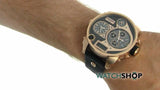 Diesel Big Daddy Gold & Black Dial Black Leather Strap Watch For Men - DZ7261 Authentic Buy Shop Now