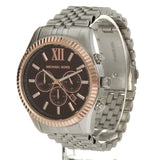 Michael Kors Lexington Chronograph Brown Dial Silver Steel Strap Watch For Men - MK8732 Authentic Buy Shop Now