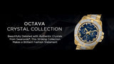 Bulova Crystal Collection Blue Dial Gold Steel Strap Watch for Men - 98C128 Authentic Buy Shop Now