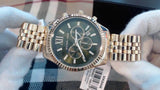 Michael Kors Lexington Chronograph Green Dial Gold Steel Strap Watch for Men - MK8446 Authentic Buy Shop Now