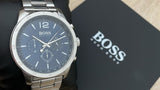 Hugo Boss Professional Chronograph Blue Dial Silver Steel Strap Watch for Men - 1513527 Authentic Buy Shop Now