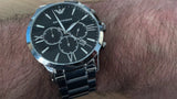 Emporio Armani Giovanni Chronograph Black Dial Silver Steel Strap Watch For Men - AR11208 Authentic Buy Shop Now