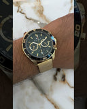 Tommy Hilfiger Jordan Chronograph Green Dial Gold Mesh Strap Watch For Men - 1792093 Authentic Buy Shop Now