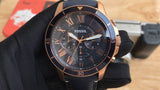 Fossil Grant Sport Chronograph Blue Dial Blue Leather Strap Watch for Men - FS5237 Authentic Buy Shop Now