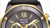 Bulova Marine Star Chronograph Black Dial Black Rubber Strap Watch for Men - 98B278 Authentic Buy Shop Now
