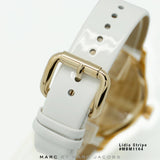 Marc Jacobs Lidia Stripe White Dial White Leather Strap Watch for Women - MBM1164 Authentic Buy Shop Now