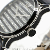 Marc Jacobs Lidia Stripe Glitz Black Dial Black Leather Strap Watch for Women - MBM1166 Authentic Buy Shop Now
