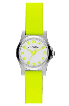 Marc Jacobs Henry White Dial Neon Yellow Rubber Strap Watch for Women - MBM1235 Authentic Buy Shop Now