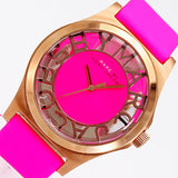 Marc Jacobs Henry Skeleton Pink Dial Pink Leather Strap Watch for Women - MBM1243 Authentic Buy Shop Now