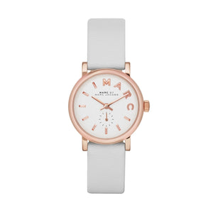 Marc Jacobs Baker White Dial White Leather Strap Watch for Women - MBM1284 Authentic Buy Shop Now