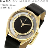 Marc Jacobs Tether Black Dial Black Leather Strap Watch for Women - MBM1376 Authentic Buy Shop Now