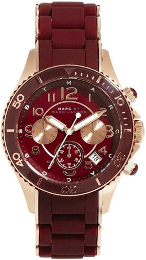Marc Jacobs Rock Chronograph Red Dial Red Silicone Strap Watch for Women - MBM2596 Authentic Buy Shop Now