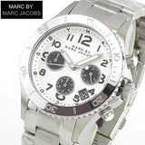 Marc Jacobs Marc Chronograph Silver Dial Silver Steel Strap Watch for Men - MBM3155 Authentic Buy Shop Now