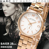 Marc Jacobs Baker White Dial Rose Gold Steel Strap Watch for Women - MBM3248 Authentic Buy Shop Now