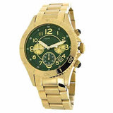 Marc Jacobs Rock Chronograph Green Dial Gold Steel Strap Watch for Women - MBM3252 Authentic Buy Shop Now