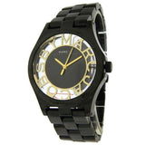 Marc Jacobs Henry Transparent Black Dial Black Steel Strap Watch for Women - MBM3255 Authentic Buy Shop Now