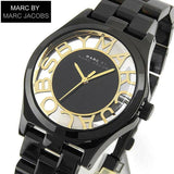 Marc Jacobs Henry Transparent Black Dial Black Steel Strap Watch for Women - MBM3255 Authentic Buy Shop Now