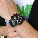 Marc Jacobs Larry Chronograph Black Dial Black Steel Strap Watch for Men - MBM5032 Authentic Buy Shop Now