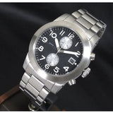 Marc Jacobs Larry Chronograph Black Dial Silver Steel Strap Watch for Men - MBM5050 Authentic Buy Shop Now
