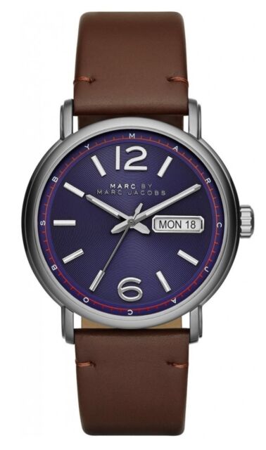 Marc Jacobs Fergus Blue Dial Brown Leather Strap Watch for Men - MBM5078 Authentic Buy Shop Now