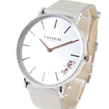 Coach Perry Silver DIal White Leather Strap Watch for Women - 14503116 Authentic Buy Shop Now