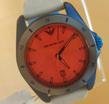 Emporio Armani Sigma Analog Orange Dial Grey Silicone Strap Watch For Men - AR11218 Authentic Buy Shop Now