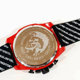 Diesel Mega Chief Chronograph Black Dial Red Rubber Strap Watch For Men - DZ4526 Authentic Buy Shop Now