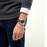 Fossil Grant Twist Multifunction Blue Dial Brown Leather Strap Watch for Men - ME1161 Authentic Buy Shop Now