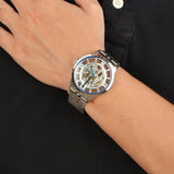 Fossil Townsman Automatic Skeleton Blue Dial Silver Steel Strap Watch for Men - ME3073 Authentic Buy Shop Now