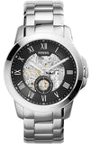Fossil Grant Skeleton Black Dial Silver Steel Strap Watch for Men - ME3055 Authentic Buy Shop Now