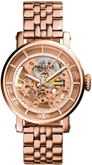 Fossil Boyfriend Automatic Skeleton Rose Gold Dial Rose Gold Steel Strap Watch for Women - ME3065 Authentic Buy Shop Now