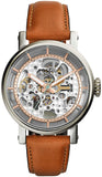 Fossil Boyfriend Automatic Skeleton Silver Dial Brown Leather Strap Watch for Women - ME3109 Authentic Buy Shop Now