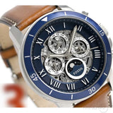 Fossil Grant Sport Automatic Skeleton Blue Dial Brown Leather Strap Watch for Men - ME3140 Authentic Buy Shop Now