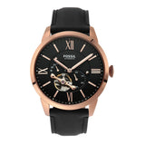 Fossil Townsman Automatic Black Dial Black Leather Strap Watch for Men - ME3170 Authentic Buy Shop Now